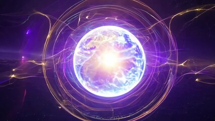 Poster - Luminous Energy Core in Space, Glowing Plasma Sphere, Digital Art, Abstract Nebula, 4K.