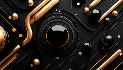 Poster - Exclusive Modern Black Premium Abstract Design With Luxury Dark Geometric Shapes For Futuristic Posters, Wallpapers, And More