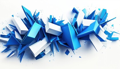 Poster - Dynamic Blue Shapes Composition With White: A Modern, Abstract, Geometric Graphic Design That Represents A Hipster And Futuristic Style.