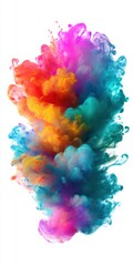 Poster - Vibrant Swirls of Colorful Smoke Art Creating a Dreamy Atmosphere in Abstract Background with Shades of Blue, Orange, Pink, and Turquoise Hues