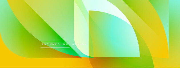 Leinwandbilder - Abstract vibrant design. Fluid shapes blend yellow, green, turquoise hues. Modern background creates dynamic visual effect.