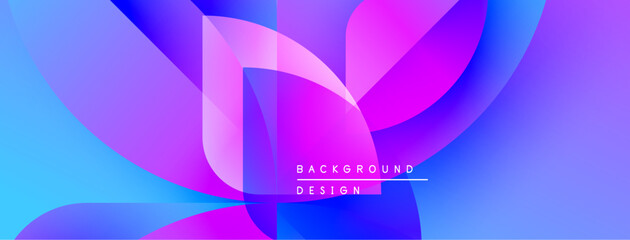Leinwandbilder - Abstract vibrant background. Overlapping shapes create dynamic flow. Blue, purple, pink hues dominate composition. Modern design element.