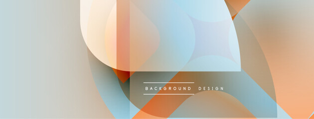 Poster - Abstract geometric shapes overlap, creating soft color gradients. Light blue, orange hues dominate design. Minimalist aesthetic.