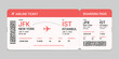 © StarTemplate - Realistic boarding pass plane ticket template. Flight boarding pass vector illustration. Blank airplane ticket isolated