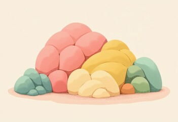 Poster - Colorful abstract rocks in various shapes and sizes on a soft background