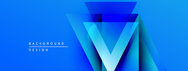 Aufkleber - Abstract blue gradient design. Geometric shapes create layered visual effect. Minimalist style with text elements present.