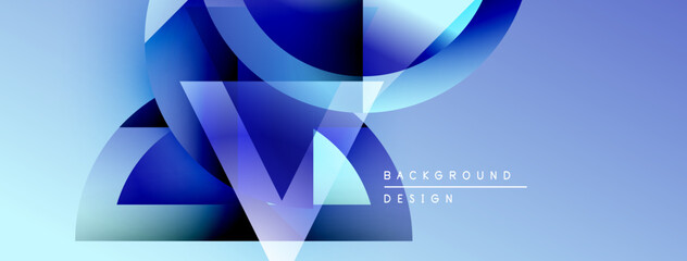 Poster - Abstract blue shapes overlap, creating dynamic visual effect. Light gradients enhance modern design, suitable for backgrounds.