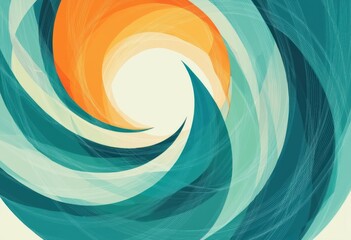 Fototapete - Abstract swirl design featuring vibrant teal and orange colors