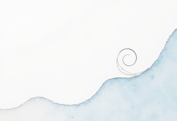 Poster - Abstract watercolor waves with a delicate spiral design in soft blue tones