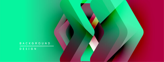 Poster - Abstract geometric layers create vibrant gradient effect. Modern design features overlapping shapes, smooth transitions, dynamic composition.