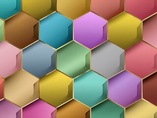 Poster - Colorful Geometric Hexagonal Patterns with Gold Accents for Abstract Background Design