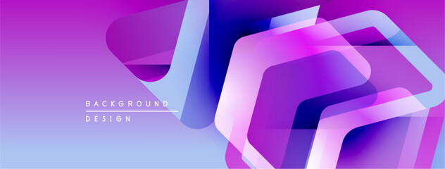 Poster - Abstract geometric shapes overlap, creating vibrant purple, blue gradient. Modern design element for backgrounds, presentations.