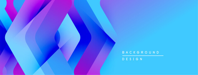 Poster - Abstract geometric shapes overlap, creating vibrant blue, purple gradients. Modern design suggests technology, innovation, energy.
