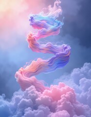 Poster - Colorful wisps of hair-like clouds swirling in a dreamy sky