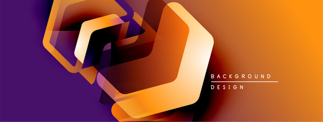 Poster - Abstract geometric shapes, vibrant orange, purple gradients. Modern design element for backgrounds, presentations. Dynamic visual composition.