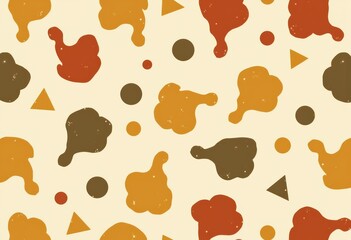 Poster - Abstract pattern featuring colorful shapes in warm tones on a light background