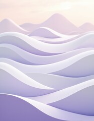 Poster - Abstract waves in soft lavender tones create a serene landscape