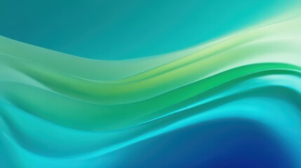 Poster - Abstract Fluid Wave Background with Smooth Gradients in Shades of Blue and Green Ideal for Technology, Nature, or Wellness Illustrations