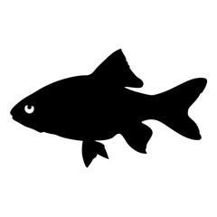Poster - Black fish silhouette vector illustration aquatic animal swimming underwater ocean sea life graphic design element isolated, simple