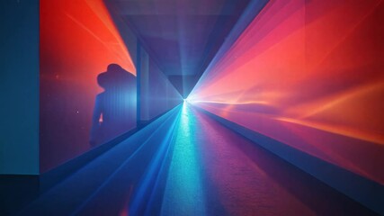 Poster - Brilliant light beams illuminate a geometric space, creating a mesmerizing visual experience that captivates viewers