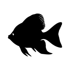 Leinwandbilder - Isolated black silhouette of fish tropical fish aquarium fish ocean fish sea fish reef fish art