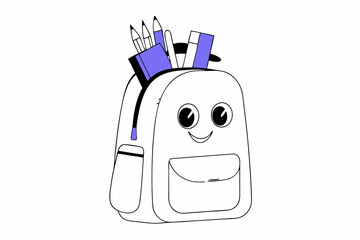 Poster - Cheerful 3D Cartoon Backpack with Smiling Face
