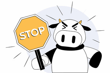 Poster - Artistic Depiction of Stubby Cow-Like Cartoon Figure