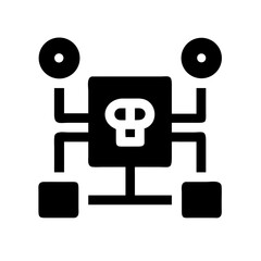 Poster - icon of a central device with a skull symbol connected to peripheral nodes, suitable for websites or