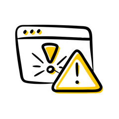 Poster -  browser window showing an alert and a caution triangle, ideal for websites or blogs about internet security, error messages, or online warnings.