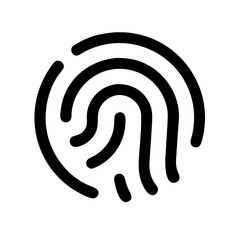Poster - A simple black outline of a fingerprint. Use for security blogs, biometric identification websites, or technology-related content.