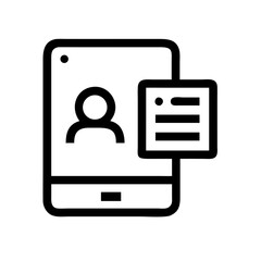 Aufkleber - An icon of a mobile phone displaying a user profile and a pop-up notification, perfect for websites or blogs about mobile apps, user data, or personal information management.

