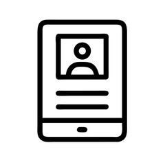 Poster - An outline icon of a smartphone with a person's face being scanned, representing face recognition technology. Ideal for websites/blogs on cybersecurity, biometrics, mobile security, or access control.