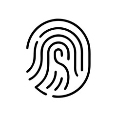 Poster - A simple black outline of a fingerprint. Use for security blogs, biometric identification websites, or technology-related content.