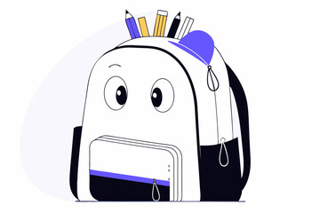 Poster - Playful 3D Render of Smiling Cartoon Backpack