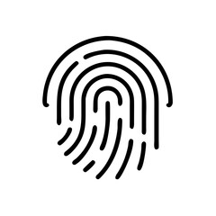 Poster - A simple black outline of a fingerprint. Use for security blogs, biometric identification websites, or technology-related content.