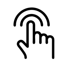 Aufkleber - black outline icon showing a finger touching a fingerprint sensor. Could be used for security blogs or websites discussing biometric authentication and identity verification.