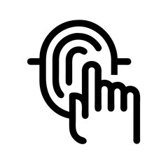 Aufkleber - black outline icon showing a finger touching a fingerprint sensor. Could be used for security blogs or websites discussing biometric authentication and identity verification.