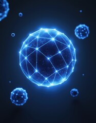 Fototapete - Abstract digital representation of interconnected glowing spheres in blue