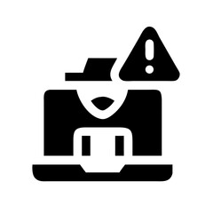 Poster - An icon depicting laptop with printer and an exclamation mark, symbolizing warning or error with installation for websites/blogs on tech support,troubleshooting,software,or computer issues