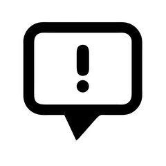 Poster - Black and white icon of an exclamation mark inside a speech bubble. Useful for notification alerts, warning messages, or emphasis on websites.