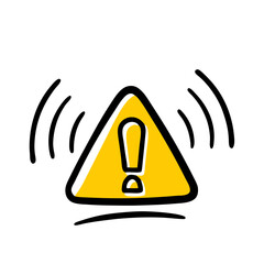 Poster - hand-drawn yellow caution triangle with an exclamation mark and radiating lines, suitable for website alerts, blog warnings, or error messages.