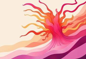 Poster - Abstract illustration of a vibrant tree with flowing, colorful branches
