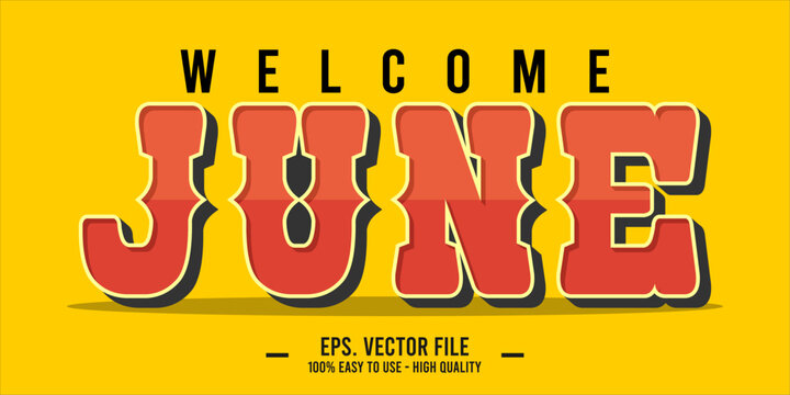 Welcome June. June mount art design vector illustration, lettering text calligraphy.