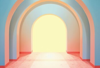 Aufkleber - Colorful arches leading to a bright, illuminated space