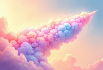 Poster - Colorful clouds forming a whimsical shape in a pastel sky