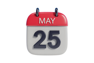 Poster - 3D May 25th Calendar Page Isolated transparent Background Rendered Image