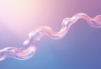 Fototapete - Abstract wave of flowing pink and purple liquid on a soft gradient background