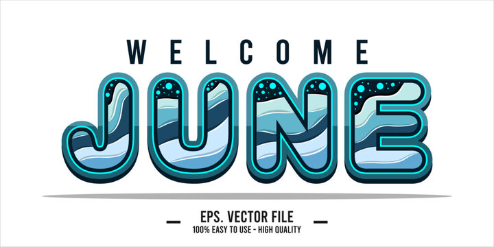 Welcome June. June mount art design vector illustration, lettering text calligraphy.