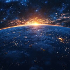 Wall Mural - Space exploration event earth at dawn digital art cosmic environment aerial view future concepts