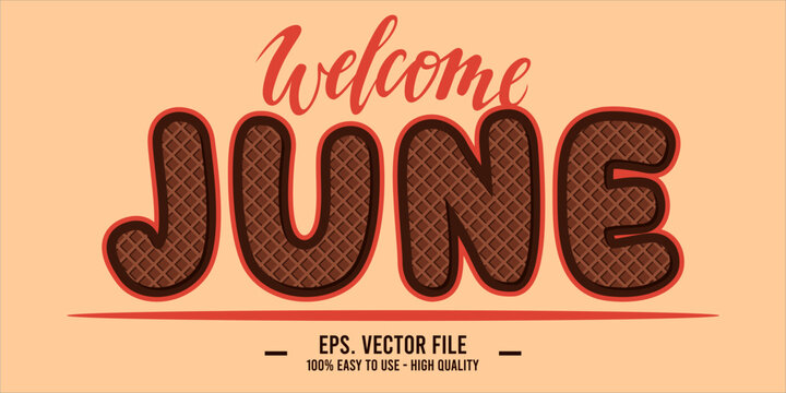 Welcome June. June mount art design vector illustration, lettering text calligraphy.